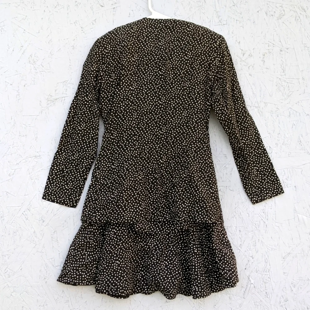 Vintage David Mitchell Black Polkadot Ruffle Skirt Blazer Suit Set Vtg 5/6 Med - Picture 3 of 16